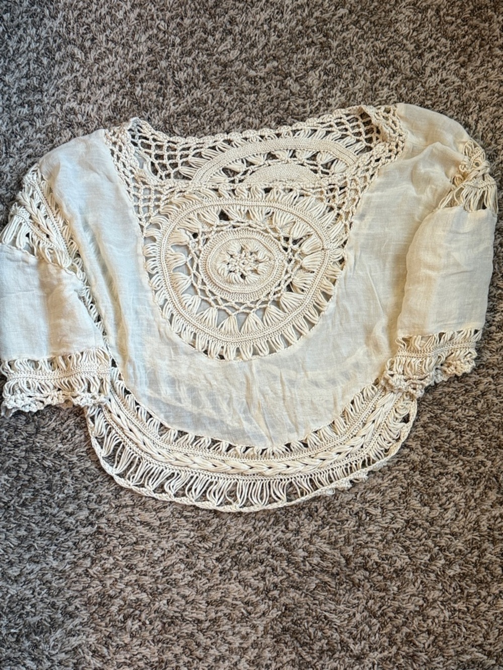 Boho Cupshe Lace Ivory Women's coverup